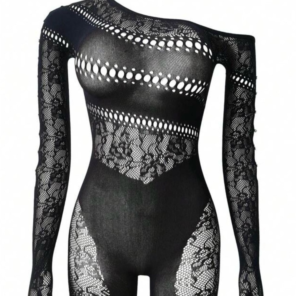 Black Asymmetrical Cut Out Bodysuit